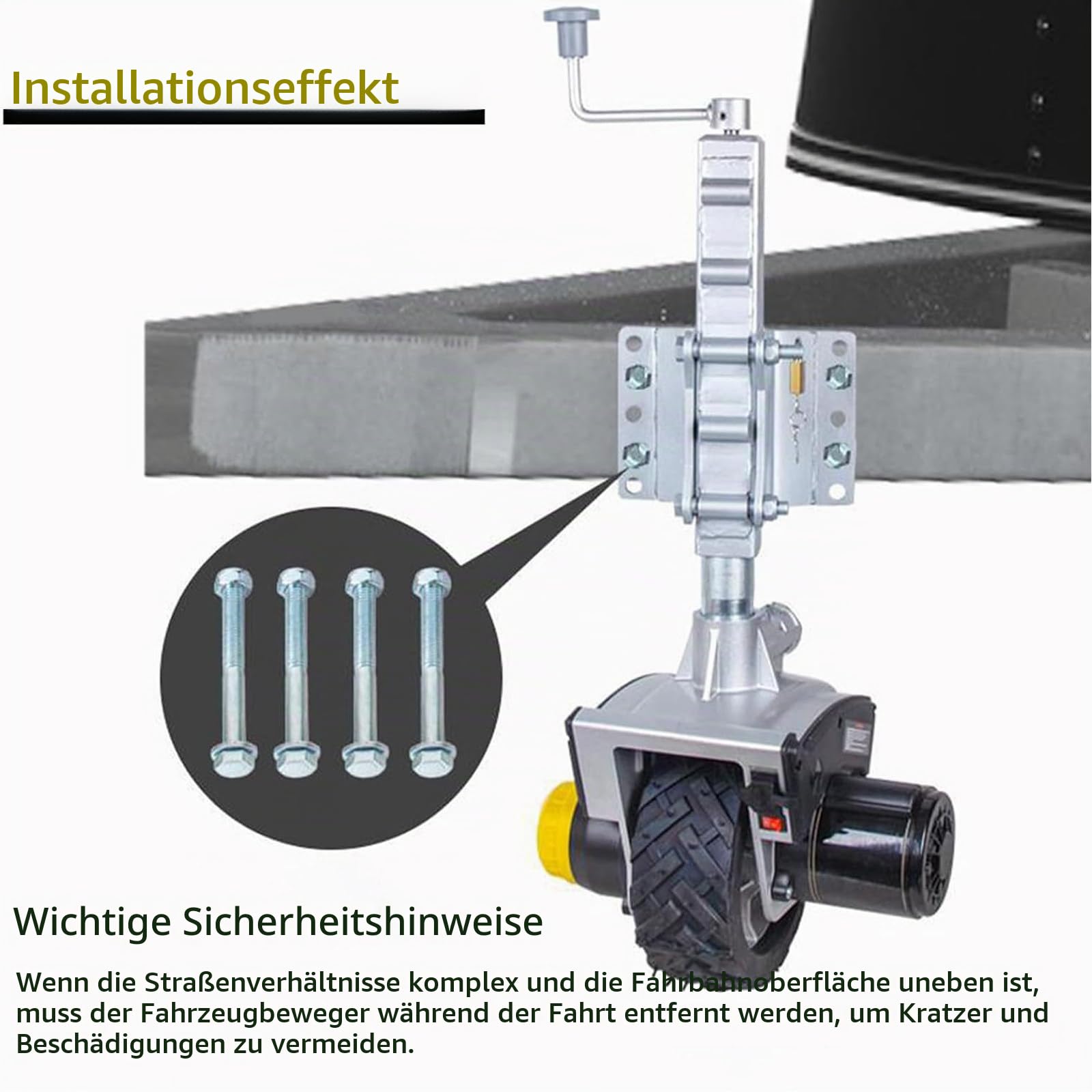 Rangierhilfe Wohnwagen Elektro Anhänger Stützrad Mover,Elektrisch Motorisierter Anhängerheber,Mini Mover,2722 Kg Last Mit Bremse Elektro Stützrad LKW Vollgummireifen,550WNonfoldable