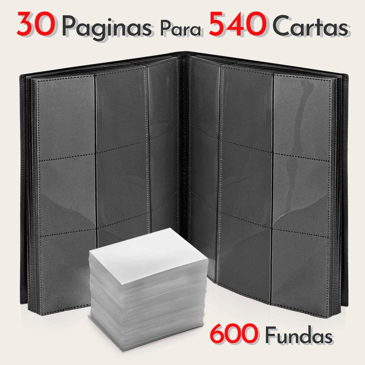 Raccoglitore Carte Collezionabili 540 Tasche e 600 Buste - Album Impermeabile con Inserimento Laterale Anticaduta per Proteggere e Organizzare Carte Pokemon, Yu Gi Oh, MTG, Lorcana