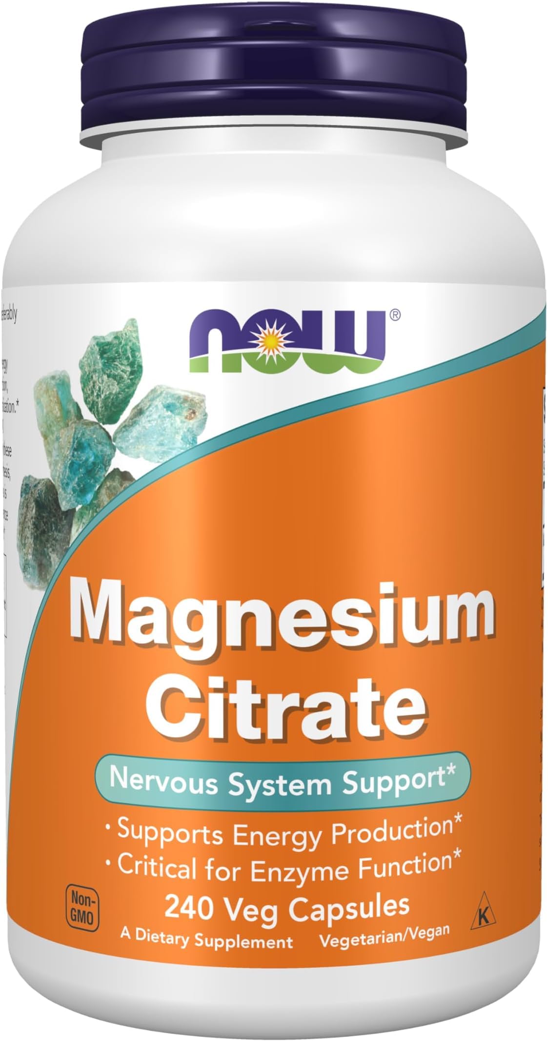 NOW Foods Supplements, Magnesium Citrate, Enzyme Function*, Nervous System Support*, Veg Capsules, 240 Count (Pack of 12) 240 Count (Pack of 12) Supplements