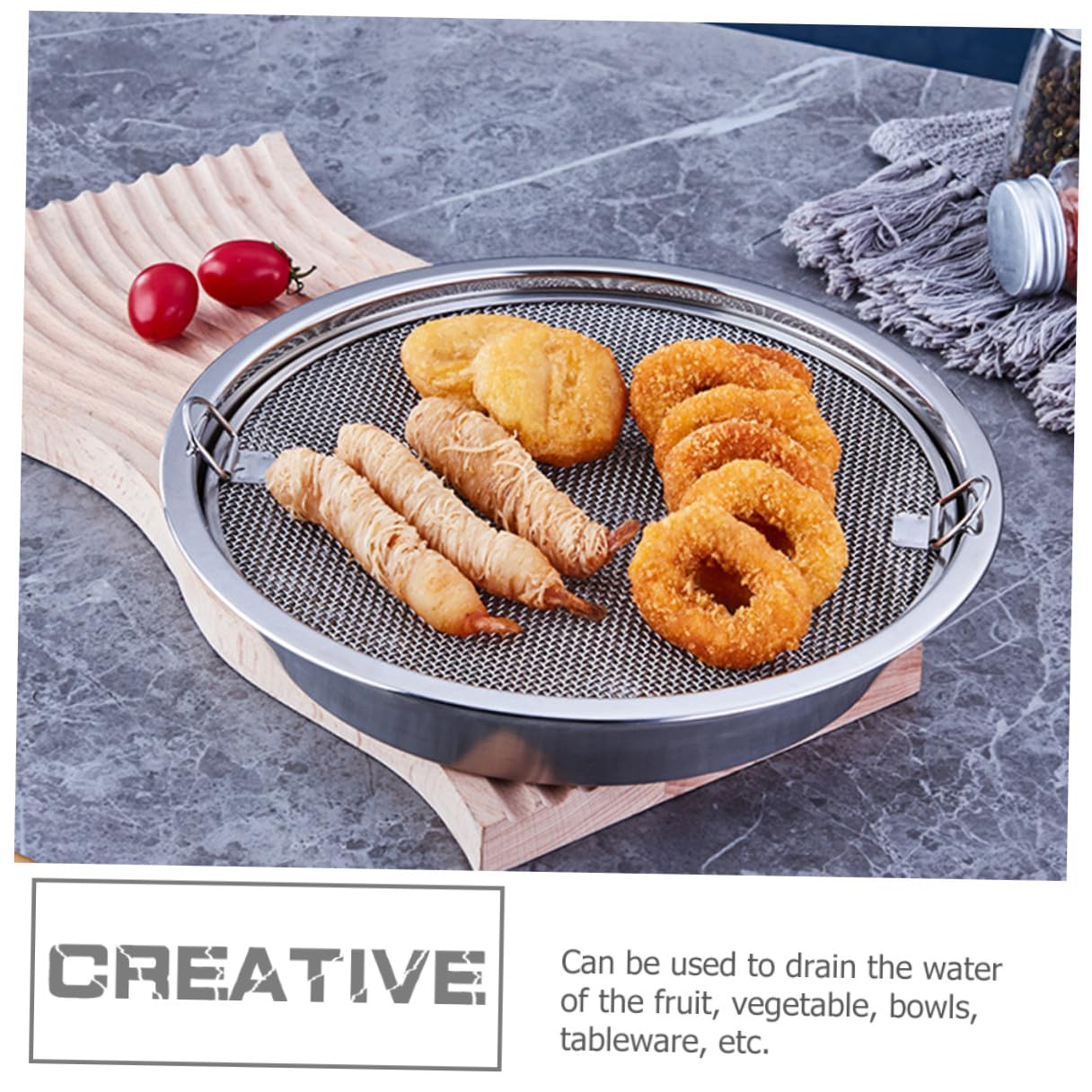 Set Colino a Maglia Fine in Acciaio Inox Vassoio, Argento