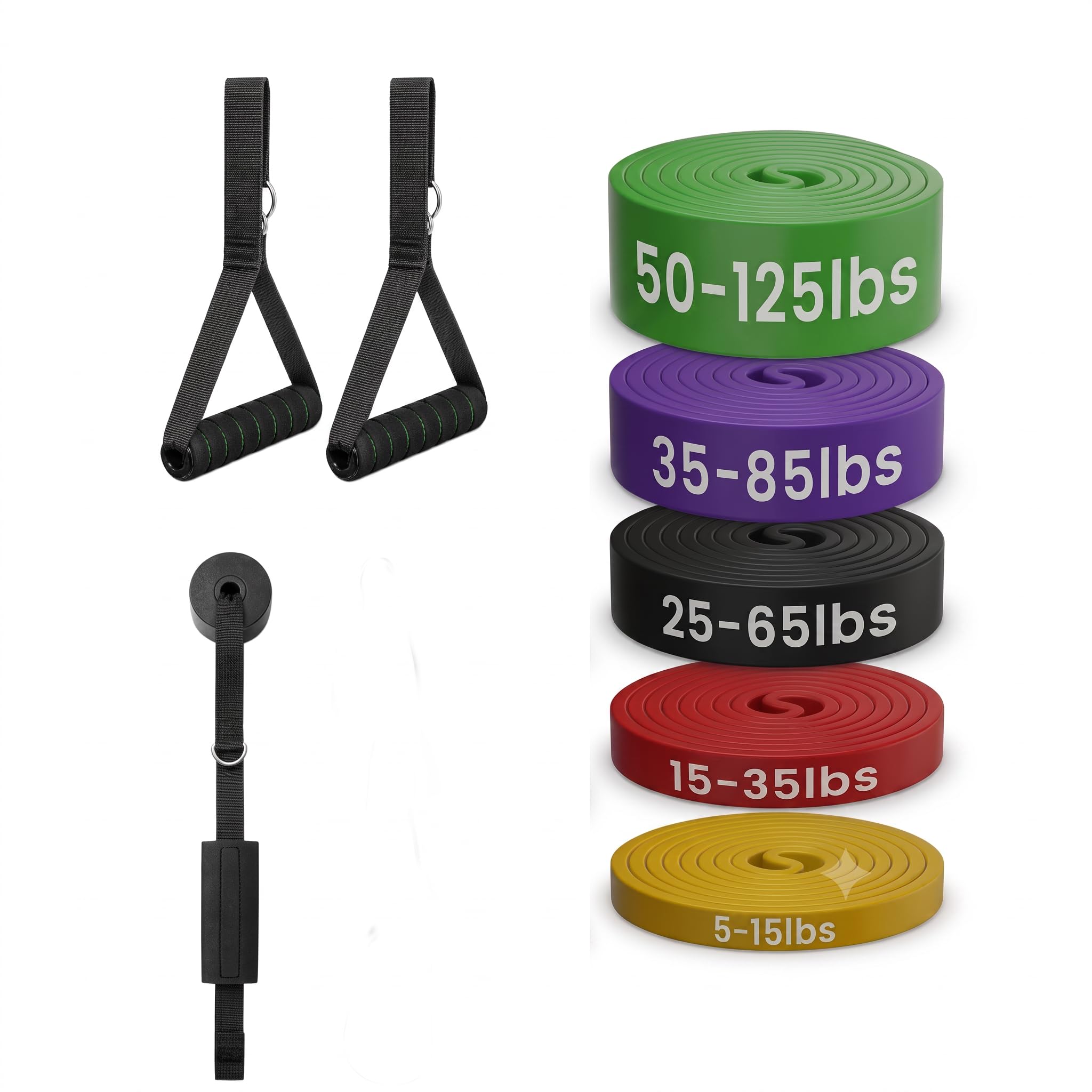 Set Bande di Resistenza per Trazioni, Elastici Fitness Professionali a 5 Livelli, Bande di Assistenza per Trazioni per Uomo e Donna, Elastici Lunghi per Allenamento di Tutto il Corpo