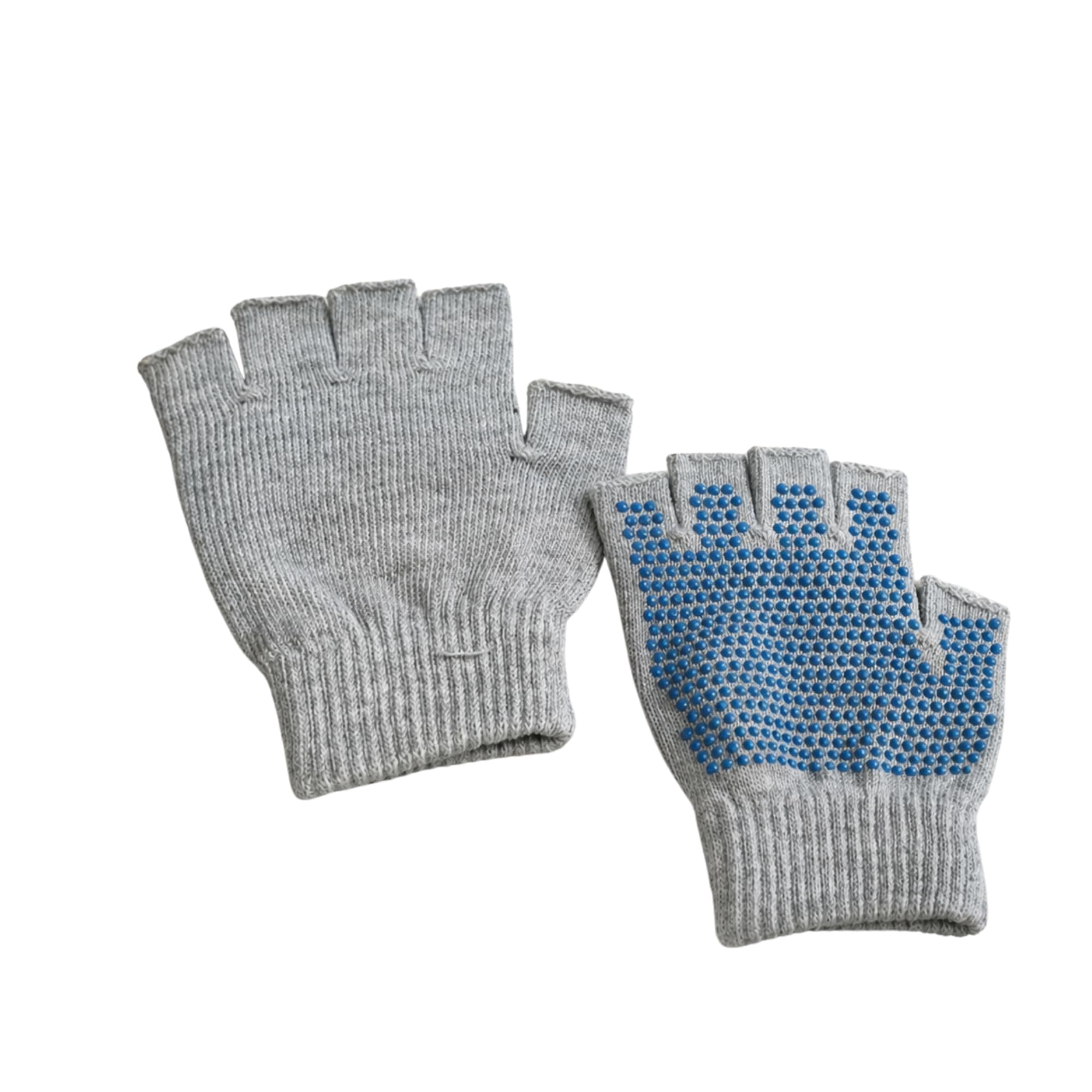 BURAKH Half-Finger Yoga Gloves for Women & Men – Non-Slip Compression Grip Gloves for Yoga, Pilates, Barre, Stretching & Fitness Workouts (LIGHT GREY)