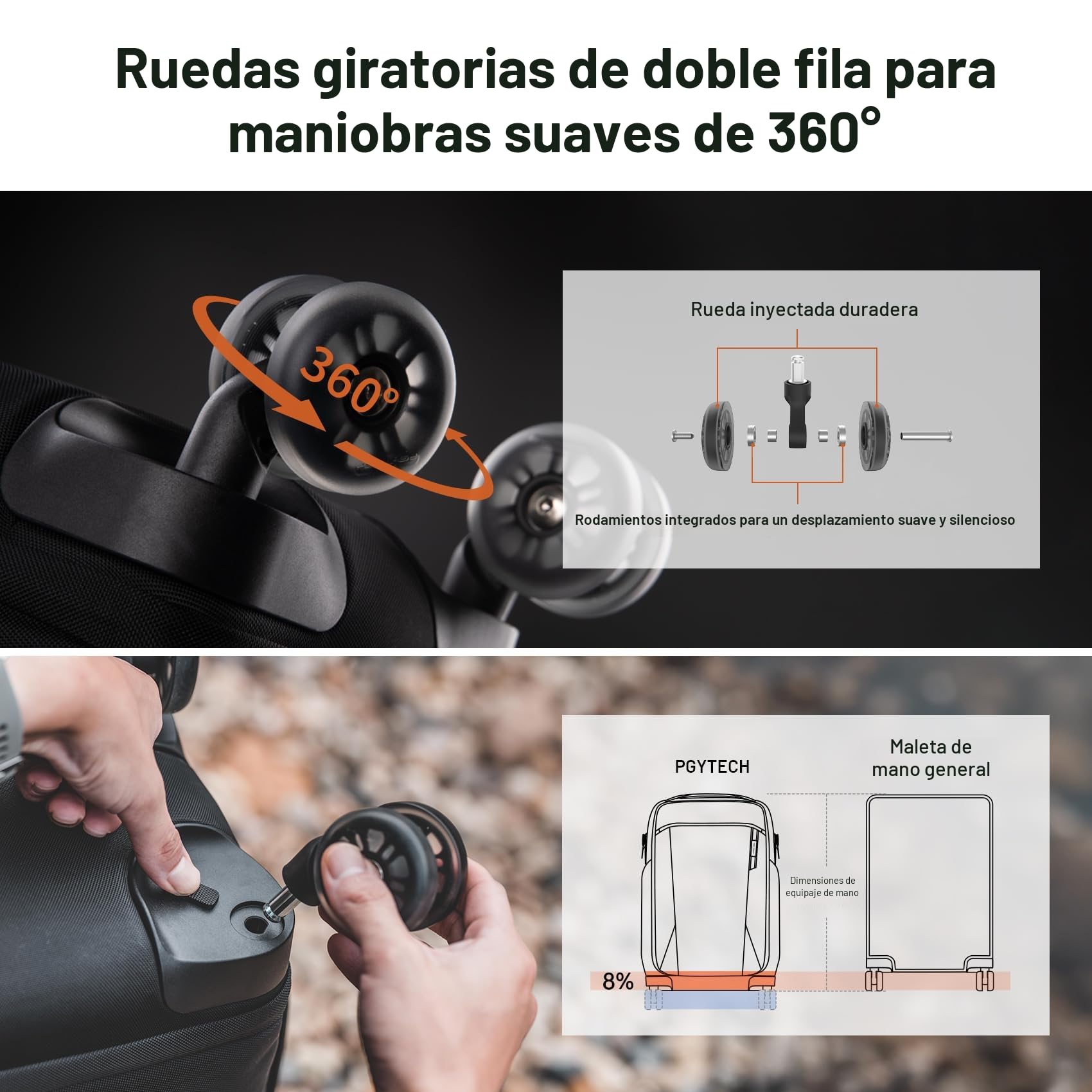 PGYTECH Mochila con Ruedas 2 en 1 Cámara DSLR/SLR/Trípode sin Espejo de Viaje, Equipaje con Ruedas Funda y Antilluvia, Compatible con Portátiles de 17 Pulgadas Canon, Nikon, Sony