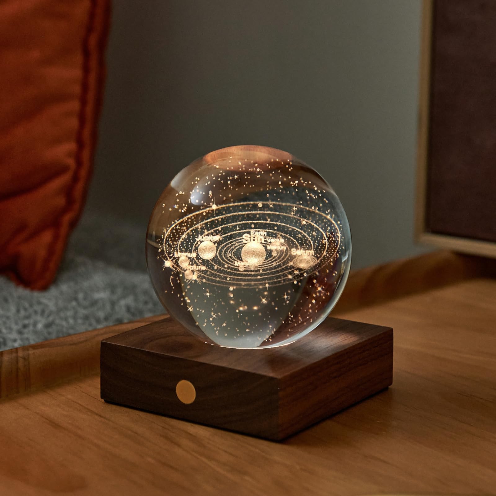 Gingko Design Schreibtischlampe Kristall Bernstein - Modell des Sonnensystems | Wiederaufladbare Dekolampe mit Touch-Steuerung | Elegante Stimmungs-Schreibtischlampe Geschenk für Liebhaber