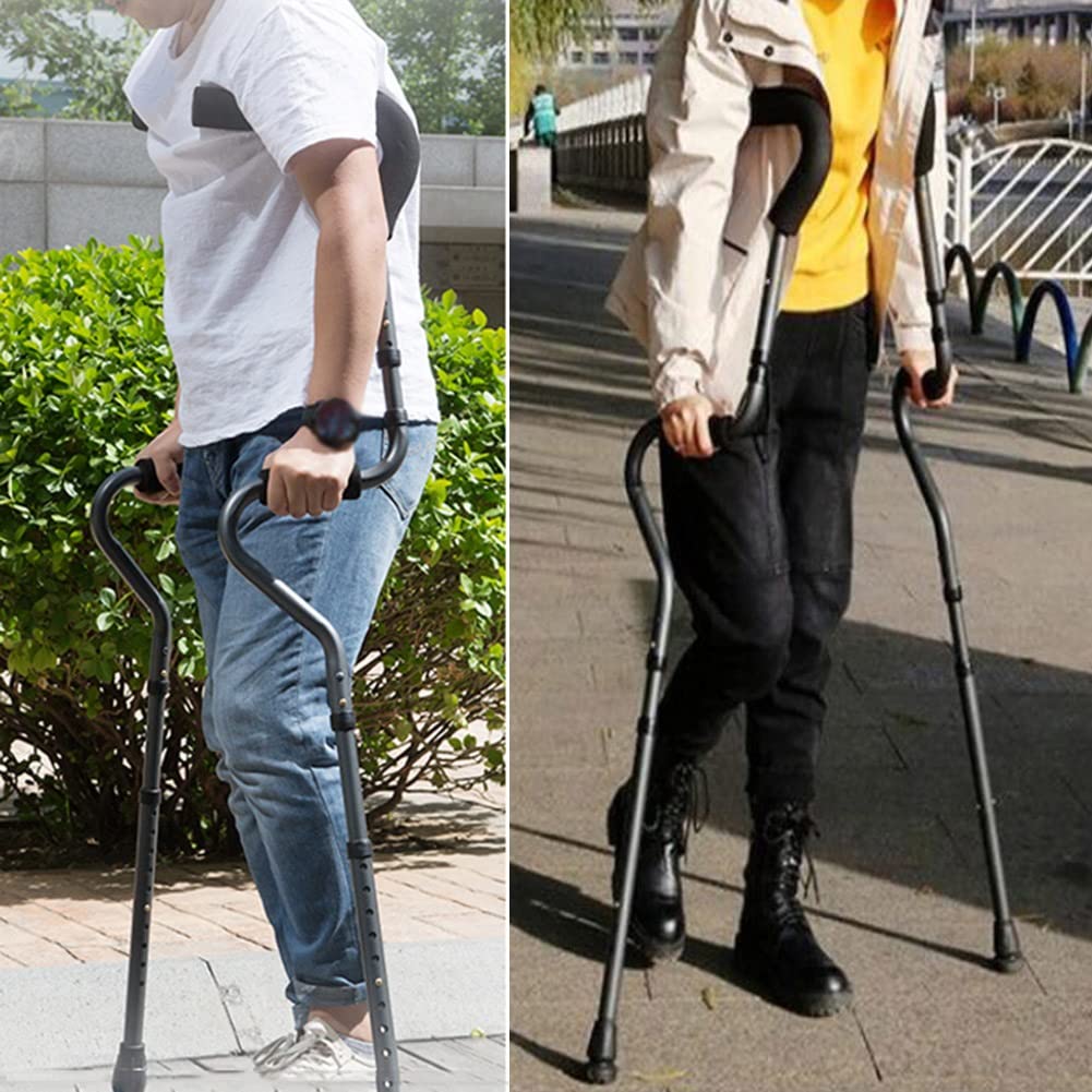 Stampelle ascellari per Adulti, stampelle Ortopediche Regolabili, stampella Pieghevole Leggera per l'assorbimento degli Urti, Accessori per la Mobilità Medica per Anziani e disabili