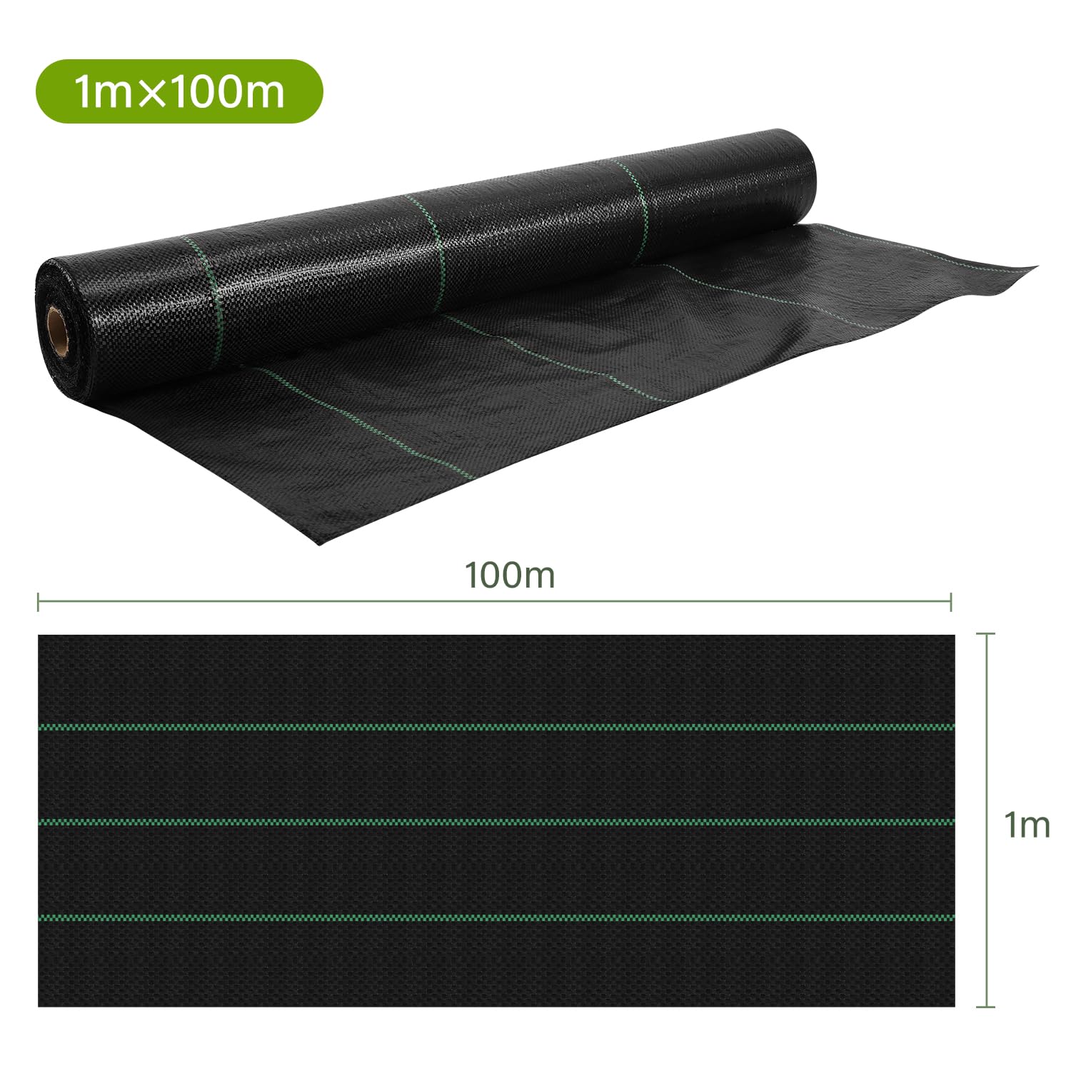 2er Unkrautvlies 100g/m² Gartenvlies,100 * 10000cm, Bodengewebe Wasserdurchlässig,Unkrautfolie Reißfest und UV-Stabilisierung,für Garten