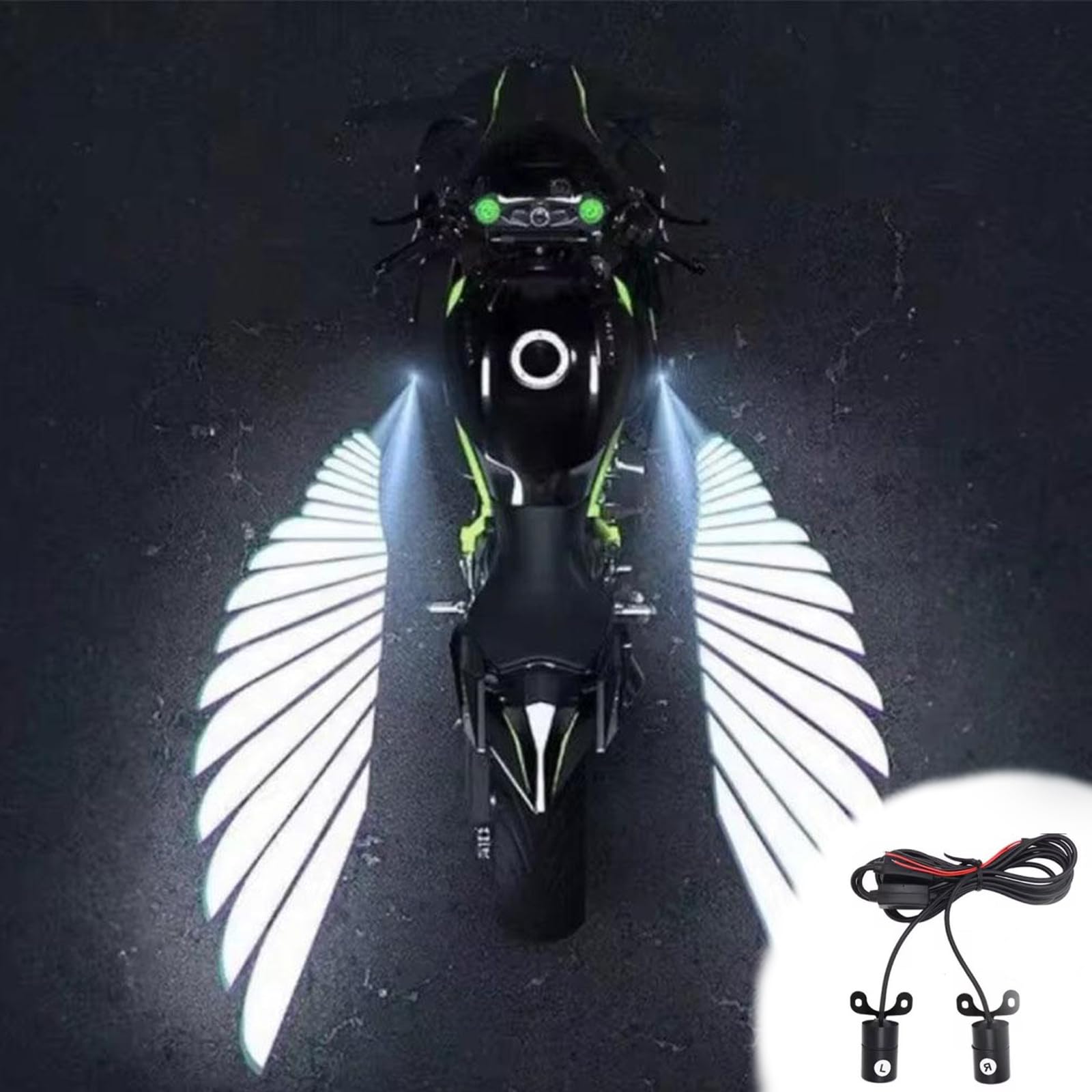 Motorcycle Logo LED Light, Universal Motorcycle Projector Lights for Angel Wing Logo, Waterproof Motorcycle Shadow Light Accessories for Motor Scooter