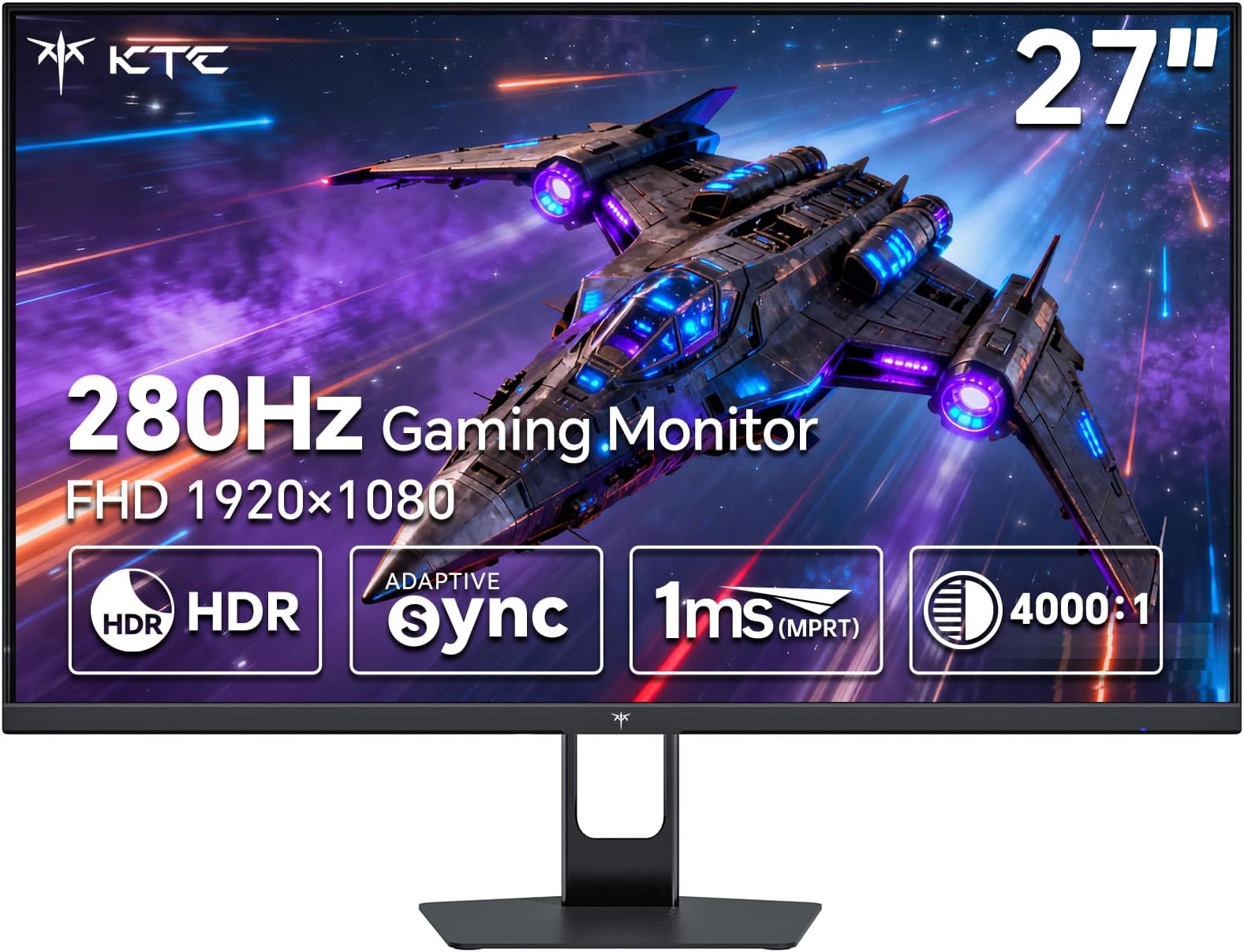 - KTC 27 Inch 280Hz Gaming Monitor, FHD 1080P 240Hz PC Computer Monitor, Fast VA Panel, 1ms GTG, FreeSync G-Sync Compatible, HDR Support, 126% sRGB, HDMI and Displayport Inputs, H27E22P
