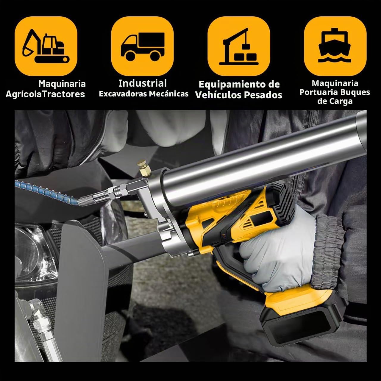 Engrasadora Bateria 12000 PSI para Baterías Makita de 18 V, 6 oz/min Engrasadora Manual,Manguera Flexible de 50cm,Engrasadora Eléctrica con luz LED súper Brillante (batería no incluida)