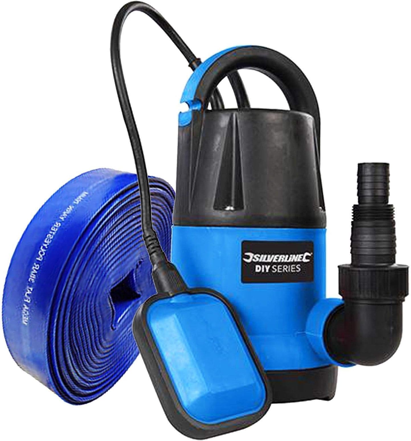 Submersible 250W Water Pump + 5 metres x 25mm Lay Flat Hose Hot Tub Swimming Pool