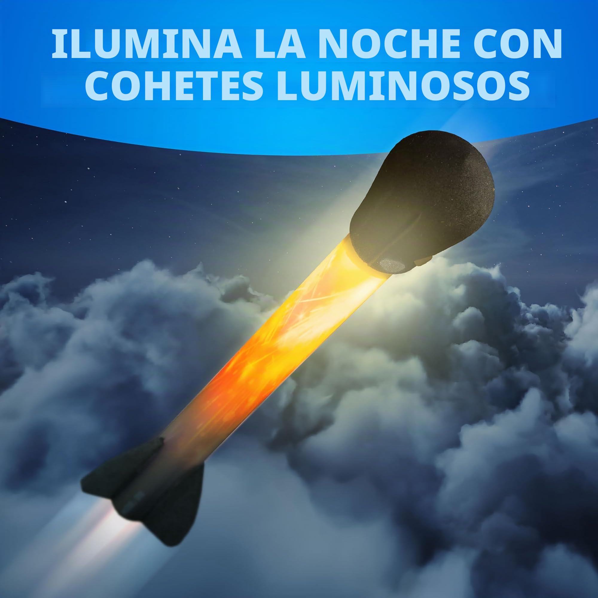 NATIONAL GEOGRAPHIC Juguete de Cohete de Aire: Lanzacohetes LED para Niños, Pisotee y Lance Hasta 30,5 Metros los Cohetes, Alimentados por Aire y con Punta de Espuma, Actividad al Aire Libre