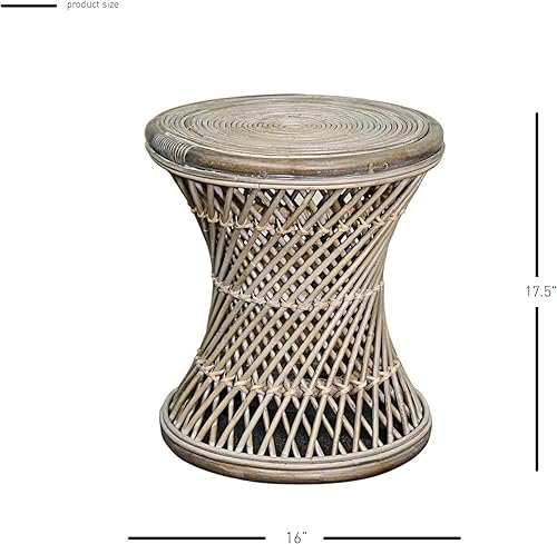 Miniatura 3 de New Pacific Direct Keala - Mesa auxiliar redonda de ratán, color gris