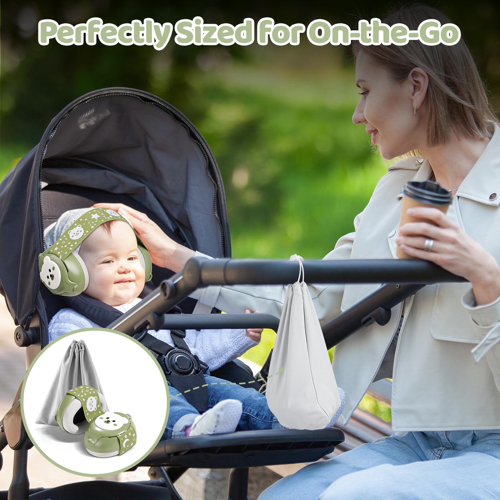 YomauiYee Baby-Ohrenschützer, Gehörschutz für Babys von 0–36 Monaten, 25 dB NRR Geräuschunterdrückung, Kopfhörer mit kleinem Bären-Design, Baby-Flug-Essentials für Reisen/verbessert den Schlaf/Outdoor
