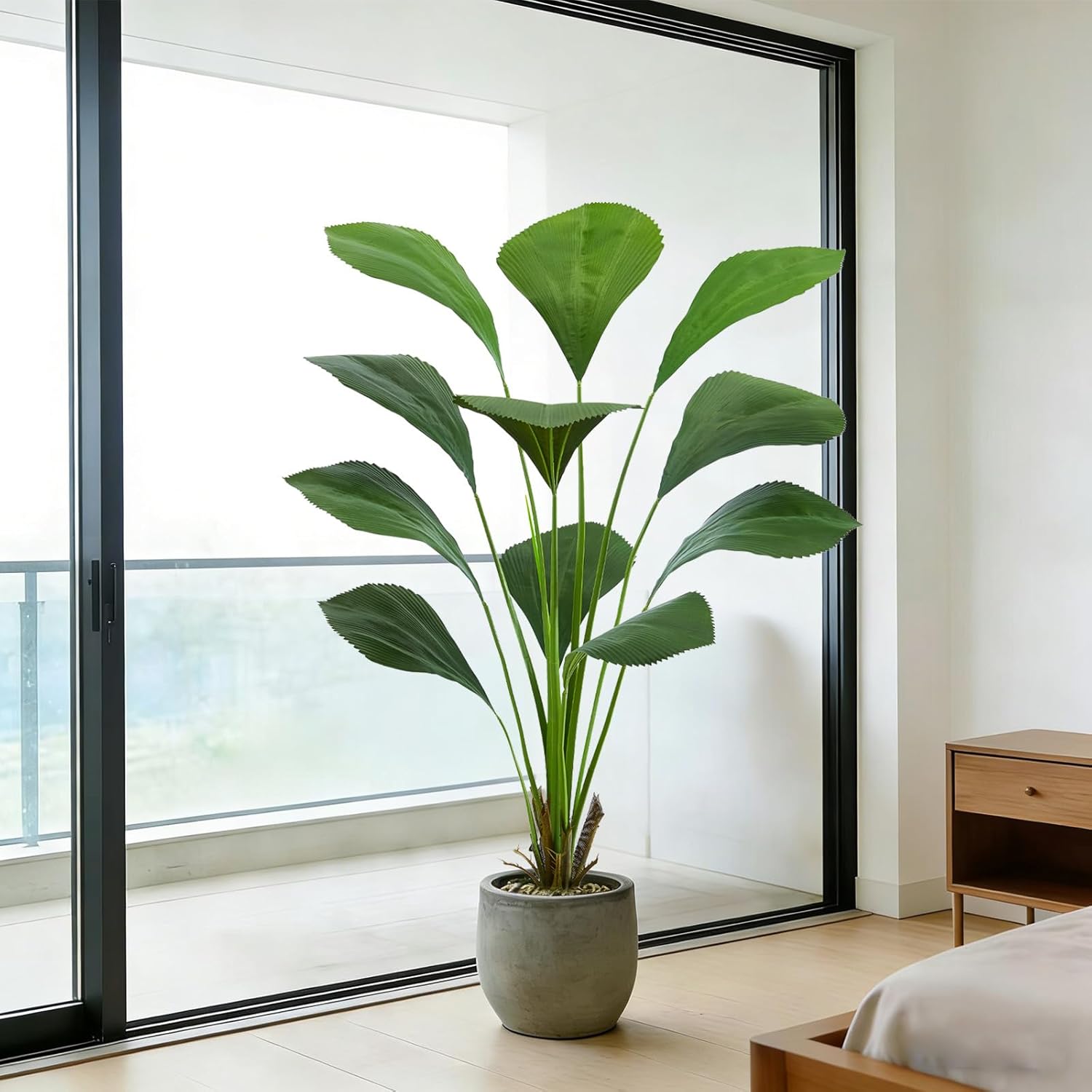 Artificial Sumatra Palm Tree 5FT Fake Plants Faux Tropical Areca Floor Plant with Planter, Artificial Silk Plants Fake Palm Trees for Indoor Outdoor Home Office Living Room Decor