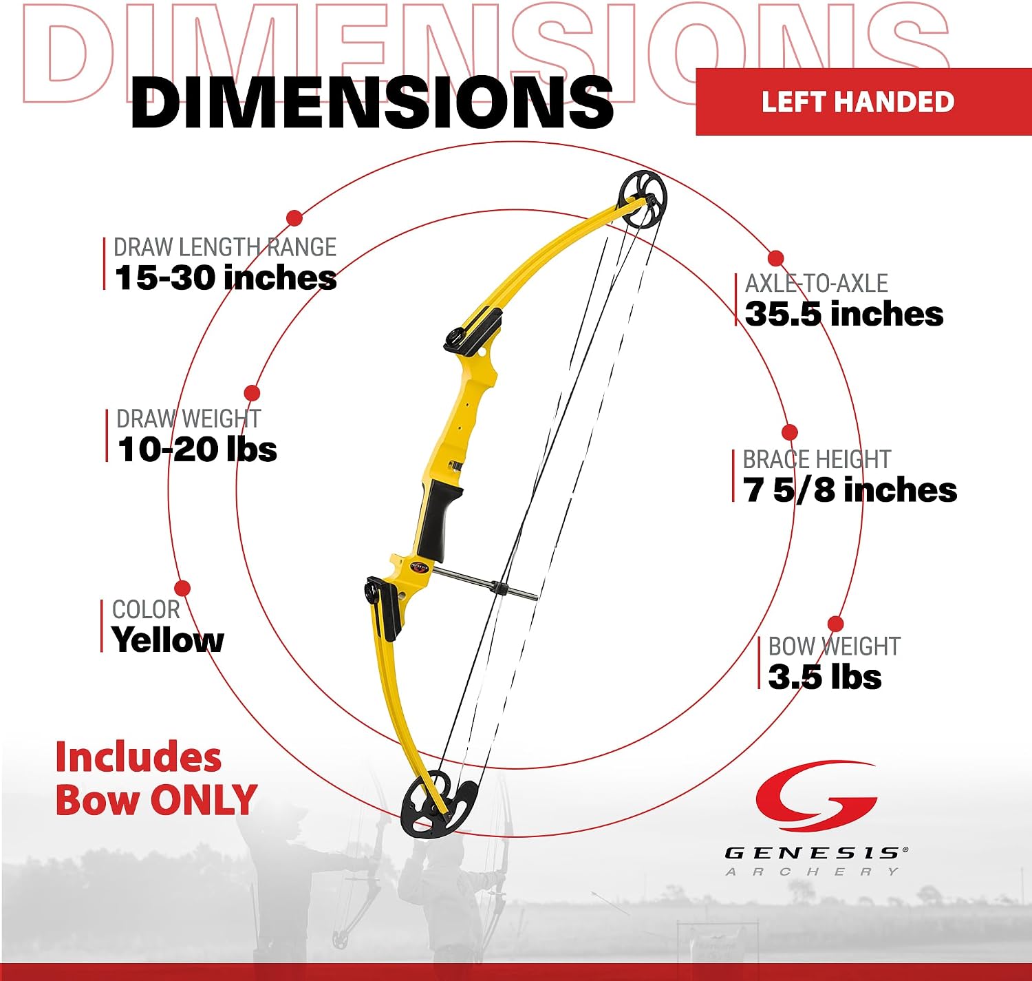 Genesis Archery Original Lightweight Compound Bow with Adjustable Aluminum Riser, 15"-30" Draw Length, 10-20 lb Draw Weight, for Kids and Adults, All Skill Levels