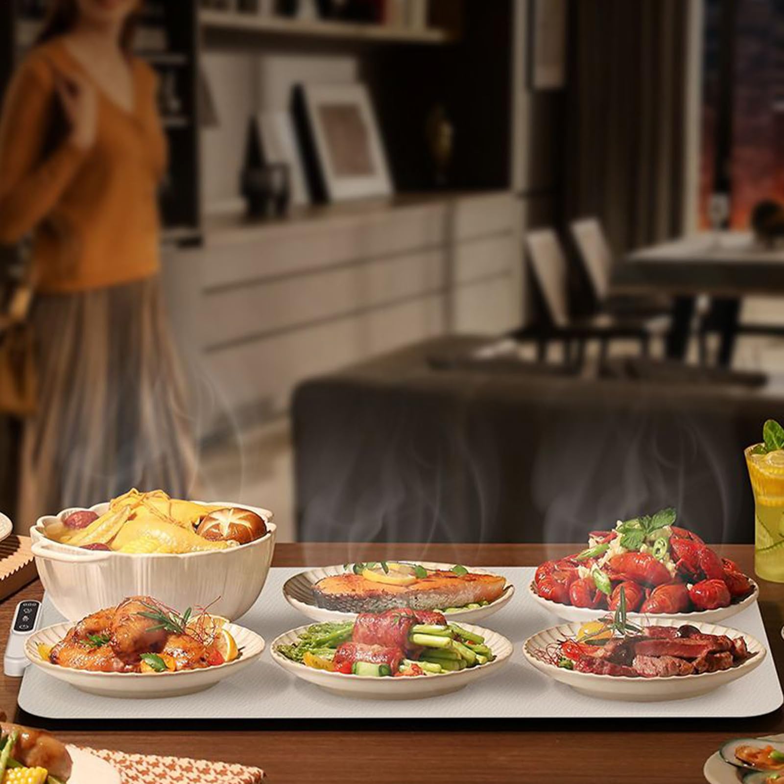 Bandeja De Calefacción | Alfombra de Calefacción Plegable | Calentador de Alimentos de Silicona con Rápido Y Uniforme, para Fiestas, Aparador, Uso Diario en Casa, Viajes y