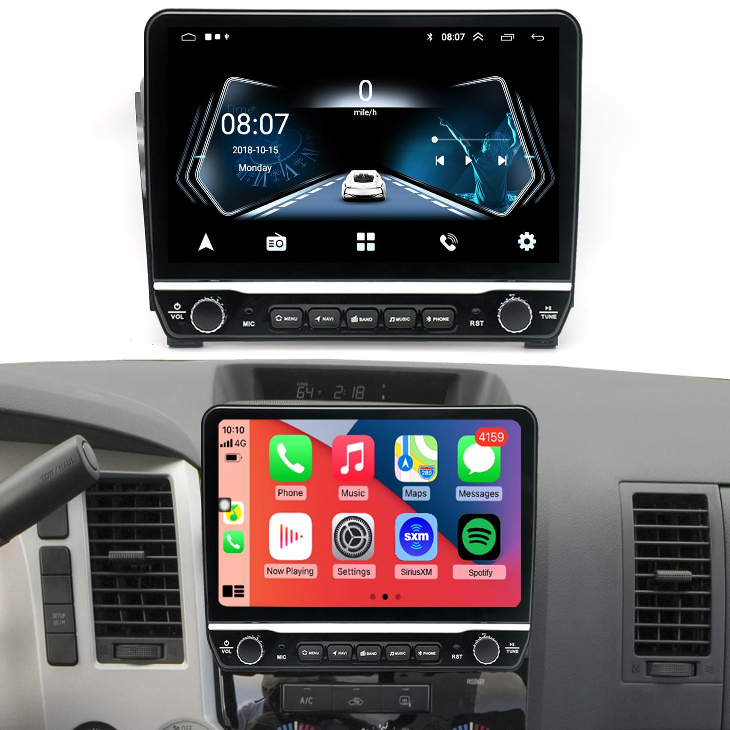 for Toyota Tundra Radio Upgrade 2009 2010 2011 2012 2013,Sequoia 2008-2018,QLED Touch Screen Stereo Replacement,Carplay and Android Auto,Free Camera