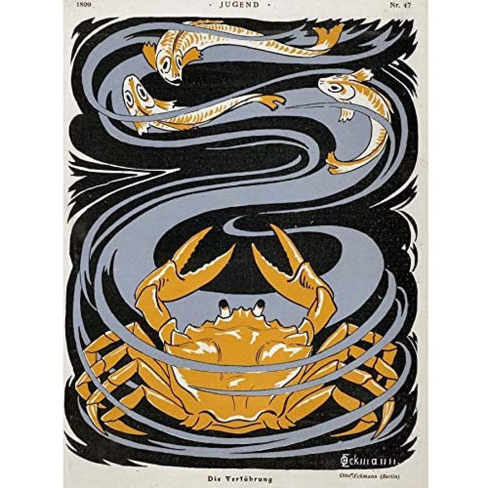 Wee Blue Coo Magazine Cover Jugend Crab Fish Unframed Art Print Poster Wall Decor 12X16 Inch