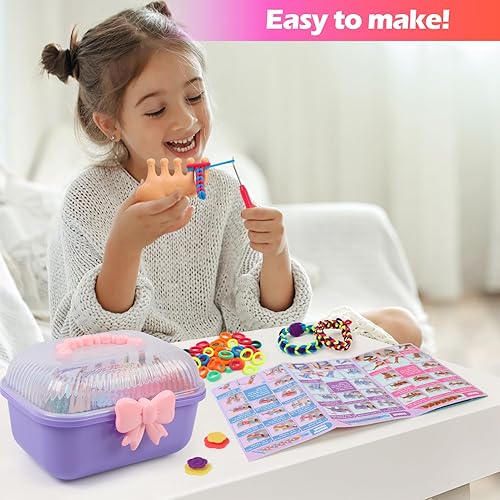 Miniatura 2 de IQBOX Kit de fabricación de pulseras, artes y manualidades para niñas de 8 a 12 años, bandas de arco iris, juguetes de bricolaje, regalos de