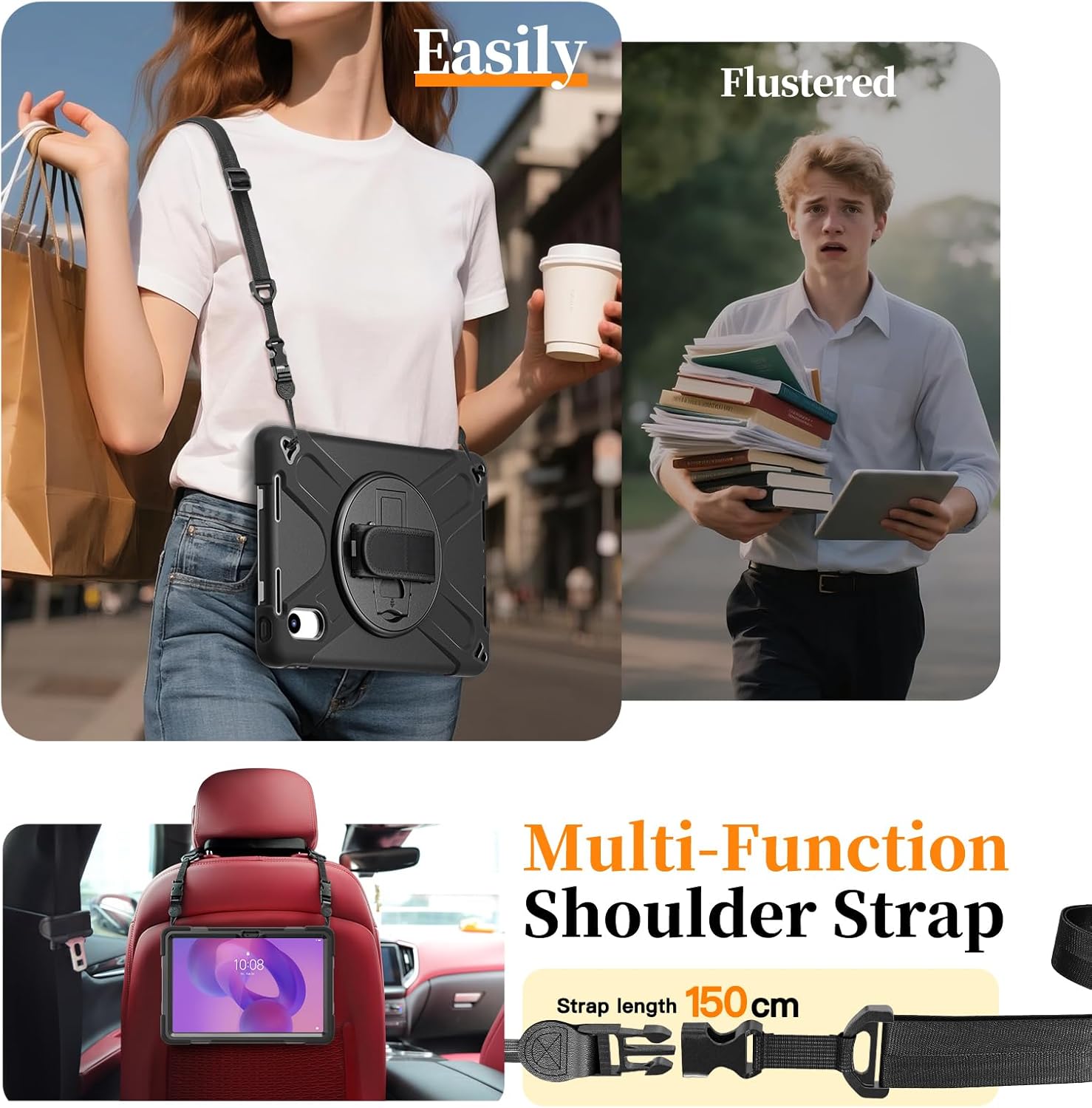 ZenRich Rugged Case for Lenovo Idea Tab 11 2025 / K11 Gen 2 / Xiaoxin Pad 11 / M11 11-inch Heavy Duty Shockproof Case with 360° Rotating Kickstand, Built-in Screen Protector,Hand Strap & Shoulder Belt