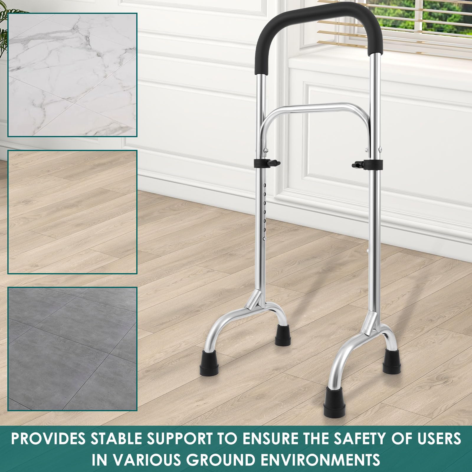 Supporto per alzarsi, altezza regolabile, 74 – 90 cm, portata 200 kg, per anziani con 8 piedini antiscivolo, per alzarsi in piedi, soluzione perfetta per un maggiore comfort e sicurezza nell'Allta