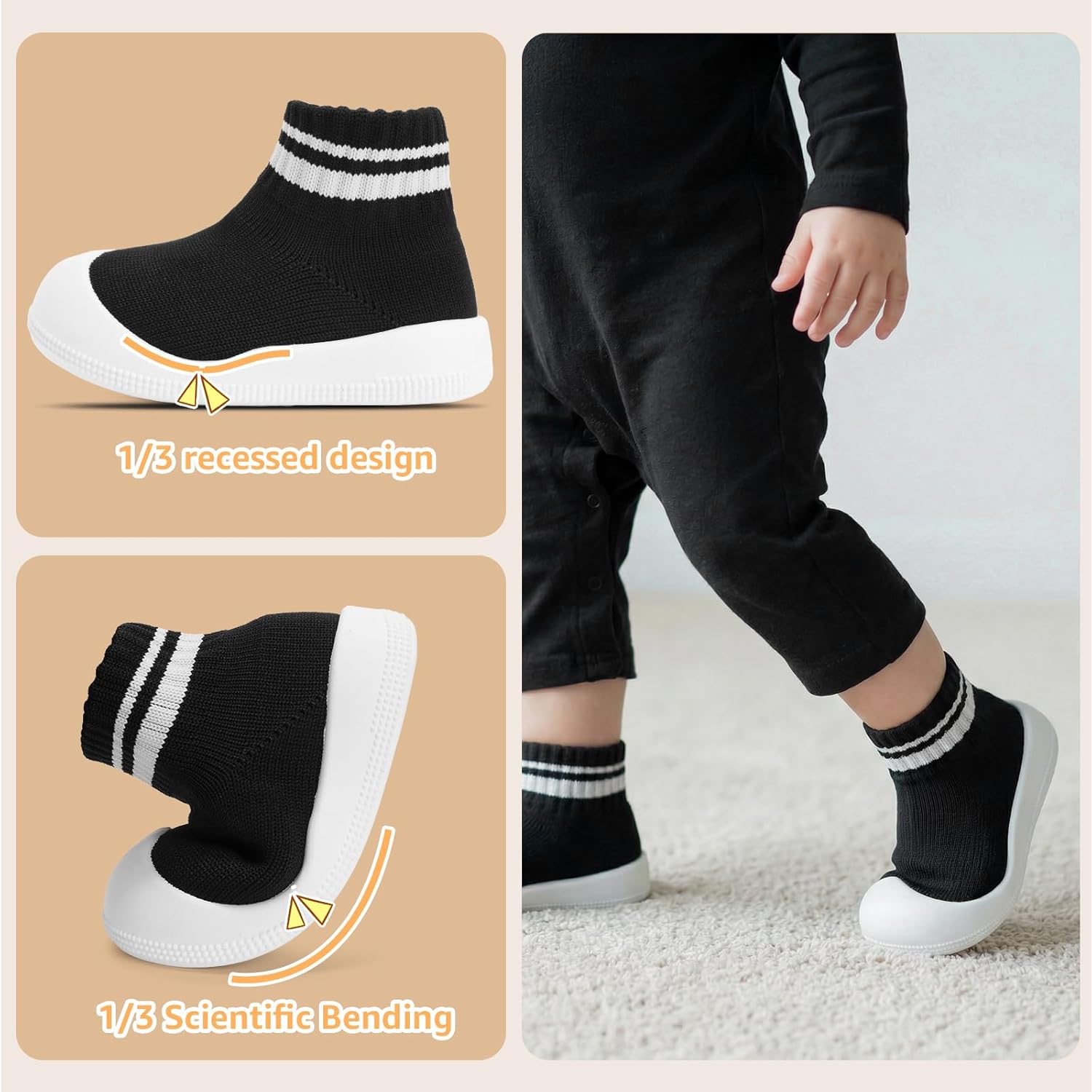 STQ Baby Socks Shoes Toddler Wide Toe Box Non-Slip Slippers Infant Walking Shoe Soft Baby Boys Girls Lightweight Sneakers - Image 5