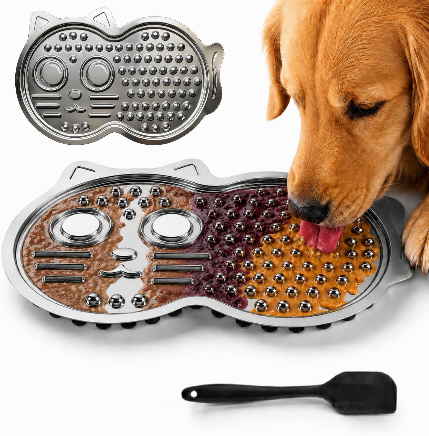 Stainless Steel Lick Mat for Dogs & Cats — 15"×10" Extra Large Metal Dog Licking Mat, Chew-Proof with Suction Cups, Anxiety Relief & Boredom Reducer, Dishwasher Safe, Whisker Friendly