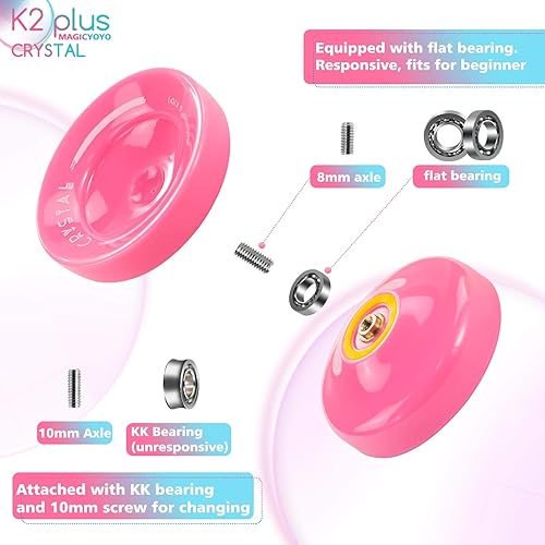 Miniatura 3 de YOSTAR K2 Plus Yoyo sensible a los cristales para niños, yoyo de doble propósito para principiantes, rodamiento de repuesto que no responde para
