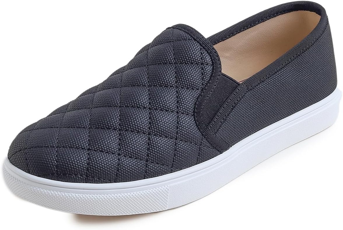 FEVERSOLE Women's Casual Slip On Sneaker Comfort Quilted Loafer Flats