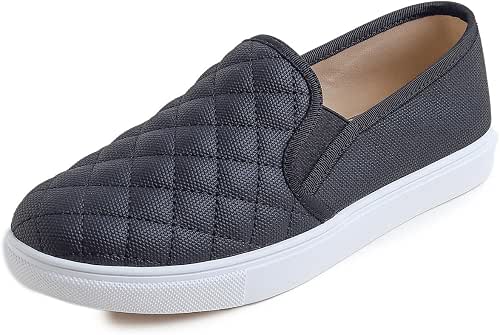 FEVERSOLE Women's Casual Slip On Sneaker Comfort Quilted Loafer Flats