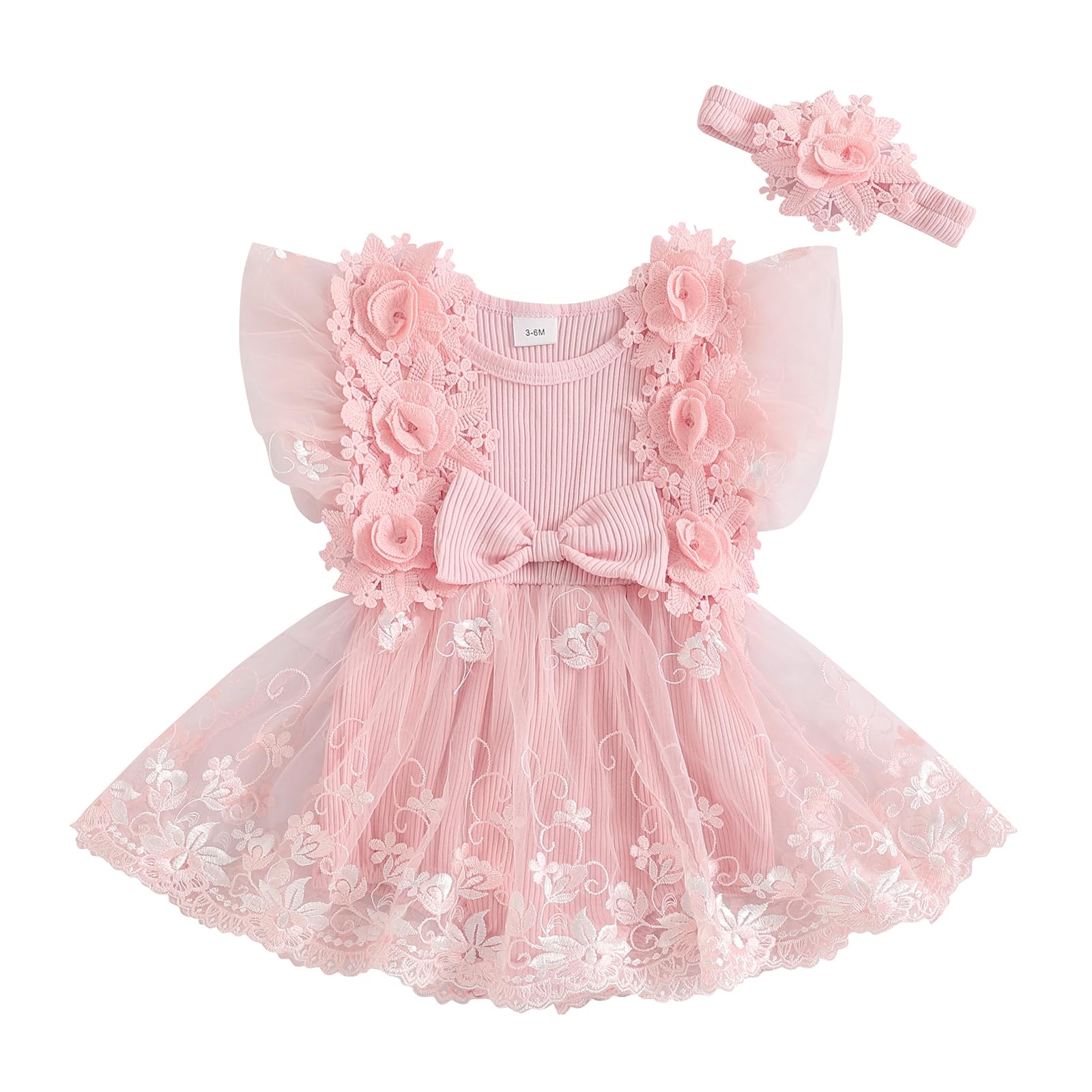 Ursobutegl Newborn Baby Girl Romper Dresses Lace Floral Ruffle Sleeveless Jumpsuit Bodysuit Skirt One Piece Summer Clothes