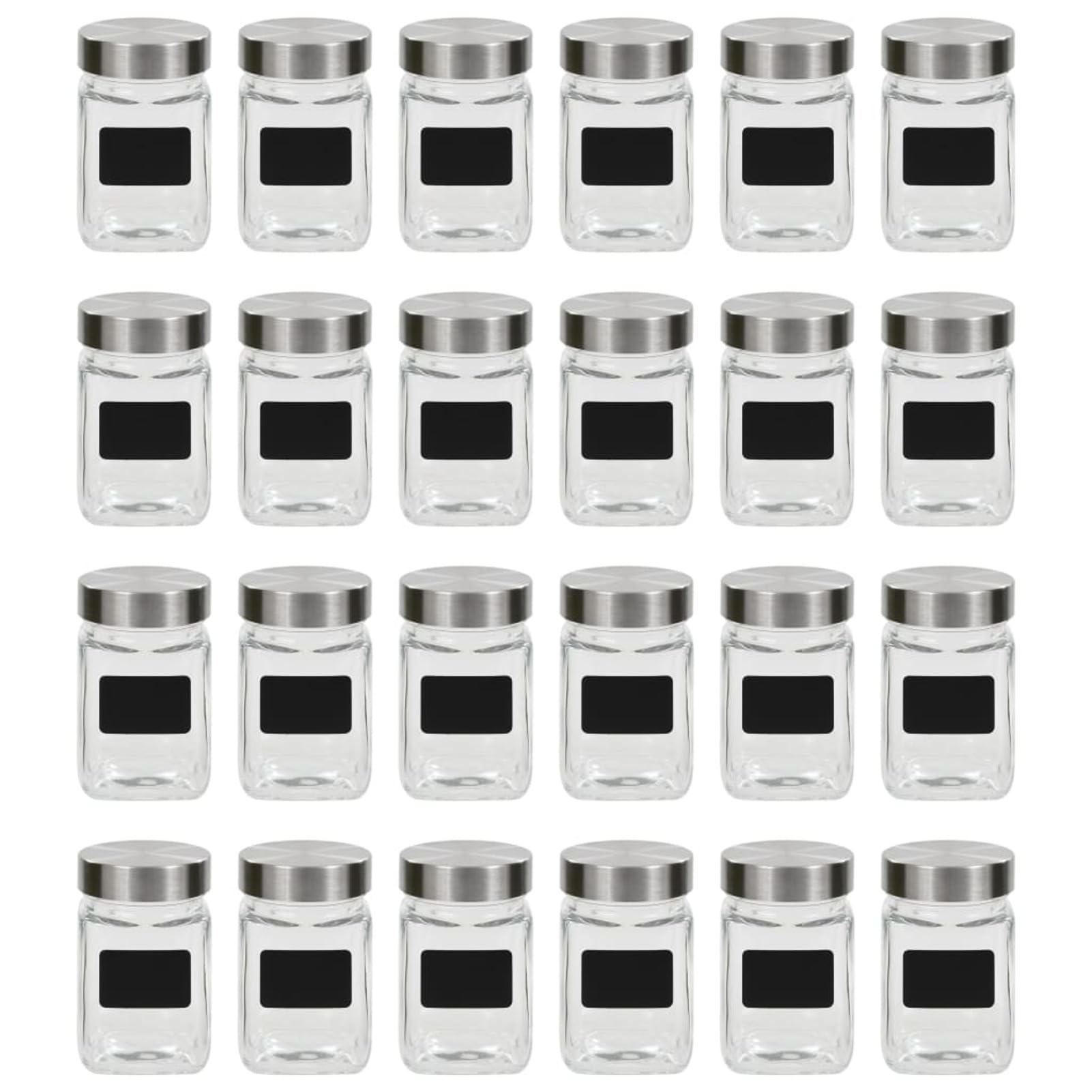BaraSh Tarros de almacenaje con Pegatina 24 Unidades 300 ml Recipientes De Cristal para Alimentos Bote Cafe Hermetico