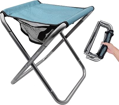 Portable Folding Stool, Camping Stool Mini Size Mortable Stool Large-Blue