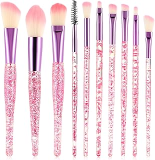 Glitter Crystal Makeup Brush Set 10 Piece Bling Professional Foundation ...