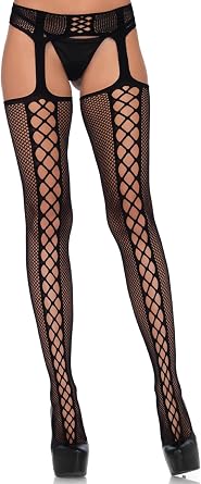 Leg Avenue Women's Fishnet Stockings With Attached Garter Belt
