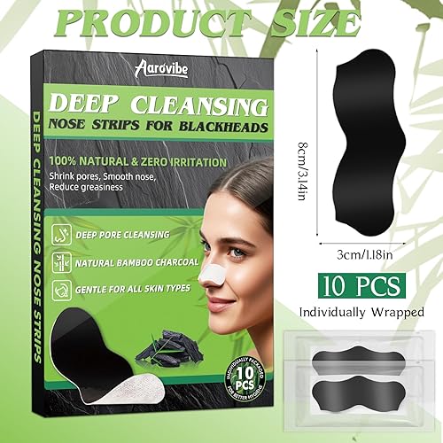 Miniatura 7 de Tiras de nariz para eliminar puntos negros, tiras de carbón de limpieza profunda, absorbe poderosamente puntos negros, puntos blancos y tiras