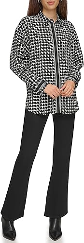 Miniatura 1 de KARL LAGERFELD Blusa de pata de gallo de gran tamaño para mujer