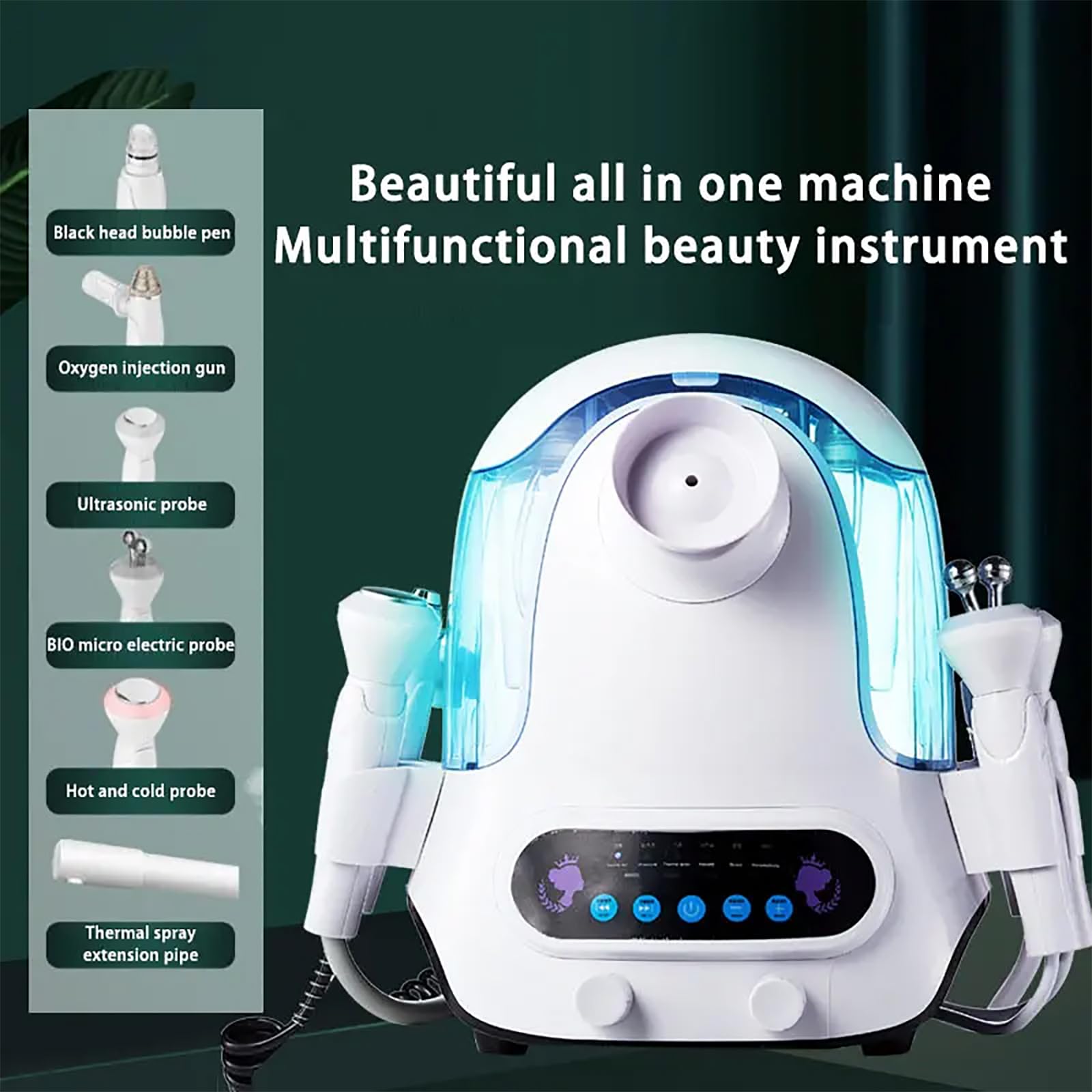 Tlenowe Urządzenie Do Skóry Twarzy, Małe Urządzenie Bąbelkowe Do Odmładzania Skóry 6 W 1 Z Inteligentnym Ekranem Dotykowym I 6 Głowicami Roboczymi, Głębokie Nawilżenie, W Uzupełnienia Wilgoci