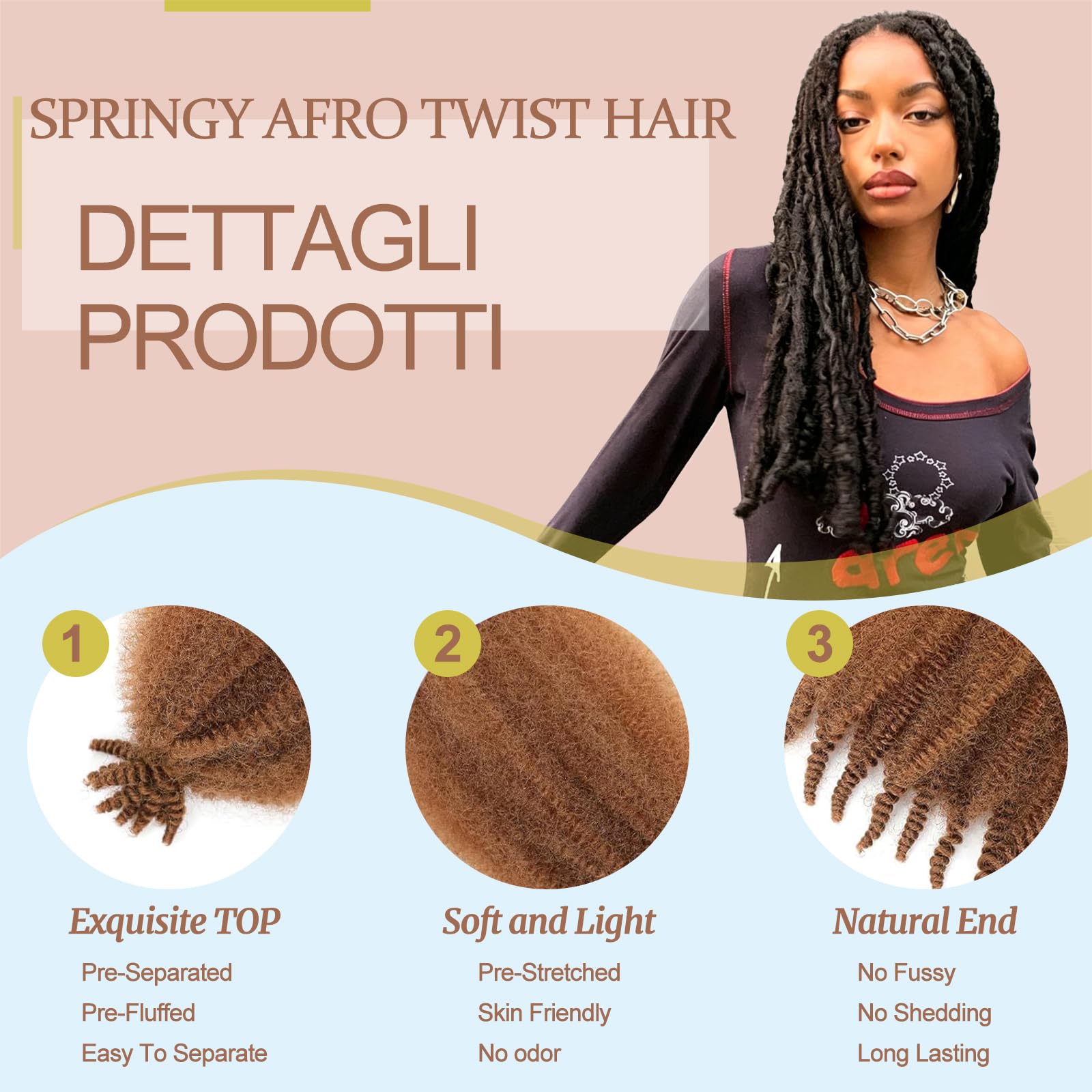 LPARMJIT Sprężyste Afro Kinky Twist Warkocze do tkania włosów Pre-Fluffed Afro Twist Przedłużenia włosów (30#, 25 cm (opakowanie 8))