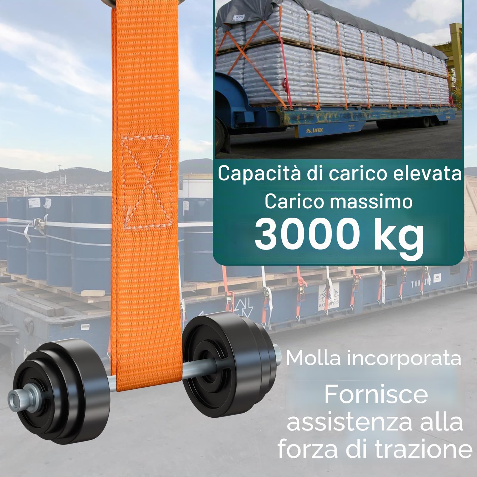 Zikenis 4 Pezzi Cinghie a Cricchetto, 4x2000KG Cinghia a Cricchetto, 6 m x 3.8 cm Cinghie di Fissaggio con Cricchetto e Gancio, Capacità di Carico 2000 KG, Cinghia Resistenti per Carichi Solidi