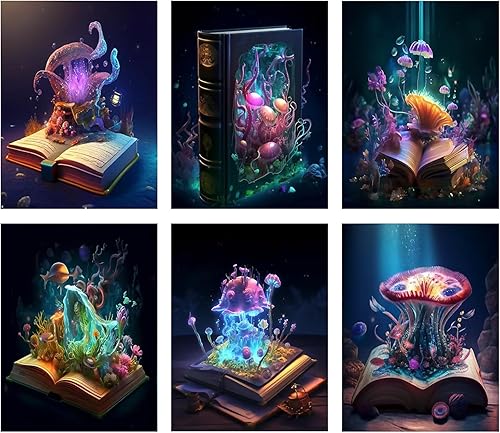 Miniatura 20 de Leatrice Paquete de 6 kits de pintura de diamantes para adultos, kits de arte de diamantes 5D, pinturas de puntos de gemas redondas, taladro Té