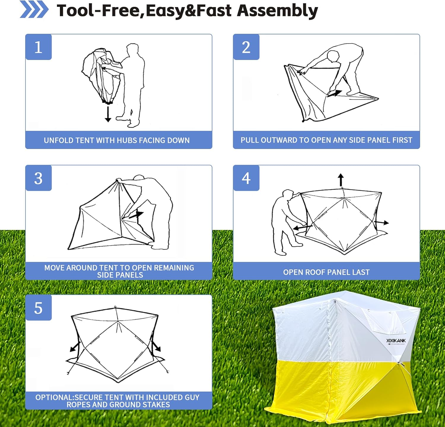 Pop Up Work Tent Instant Tool-Free Setup Portable Shelter for Outdoor Worksite, Construction, Gardening,Roadside Repairs,Emergency Shelter- Waterproof & UV Resistant Canopy 6ft x 6ft x 6.6ft