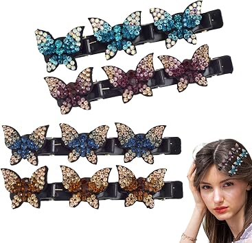 Braid Clip Non Slip Hair Clamp, Fashion Ruffled Clip Hair Tools, Rhinestone Duck Bill Hair Clip, Versatile Hair Styling Accessories Lightweight Hair Clamp for Braiding