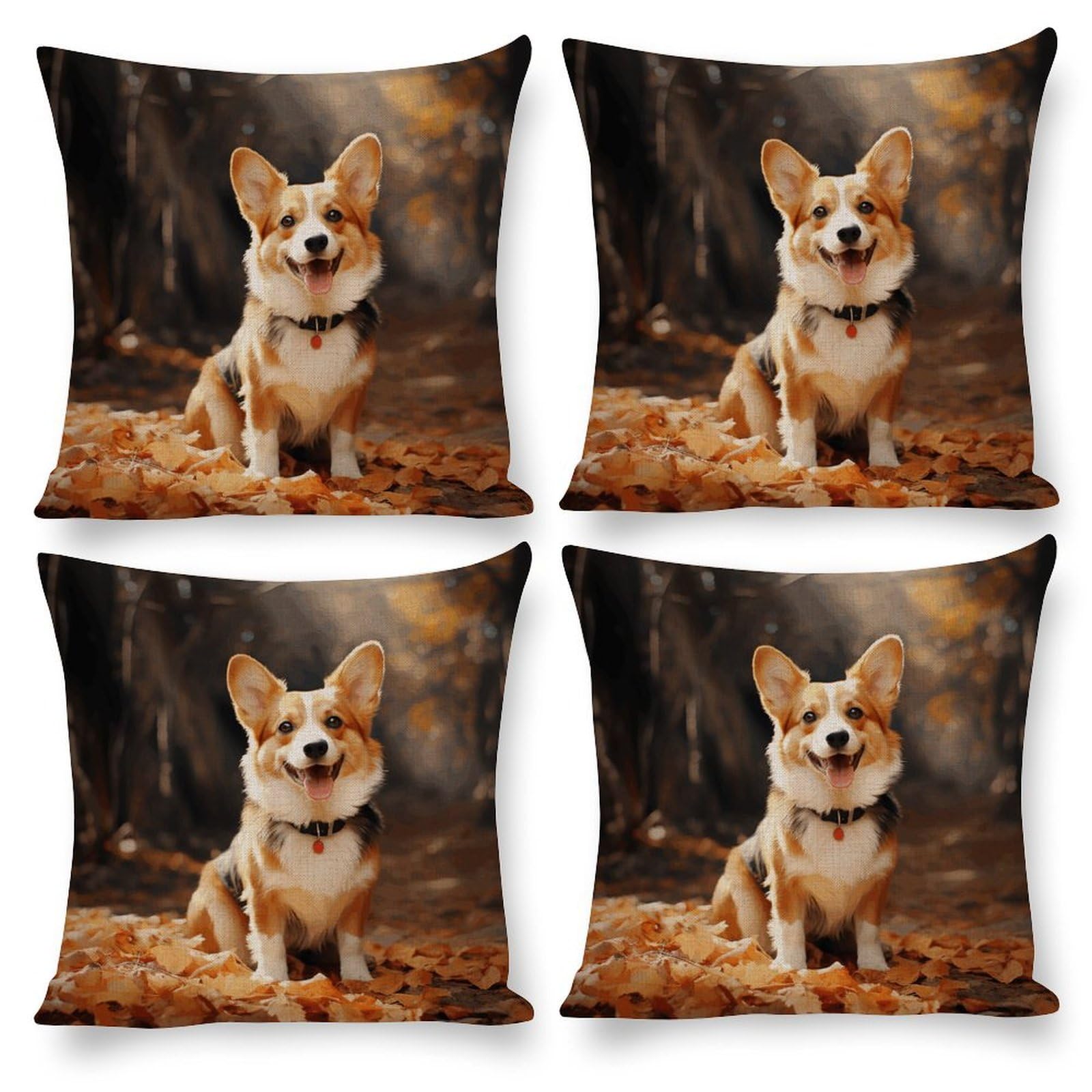 Housse de coussin Corgi en tissu premium avec motif imprimé durable