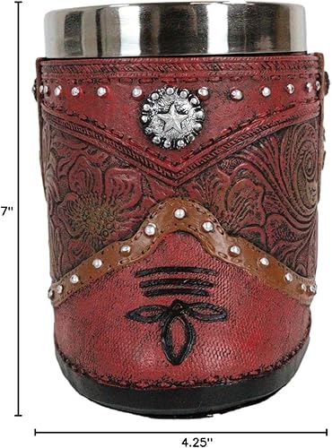 Miniatura 8 de Ebros Gift Bota rústica de vaquera occidental con taza de café con estrella solitaria en piel sintética con acabado floral de desplazamiento floral