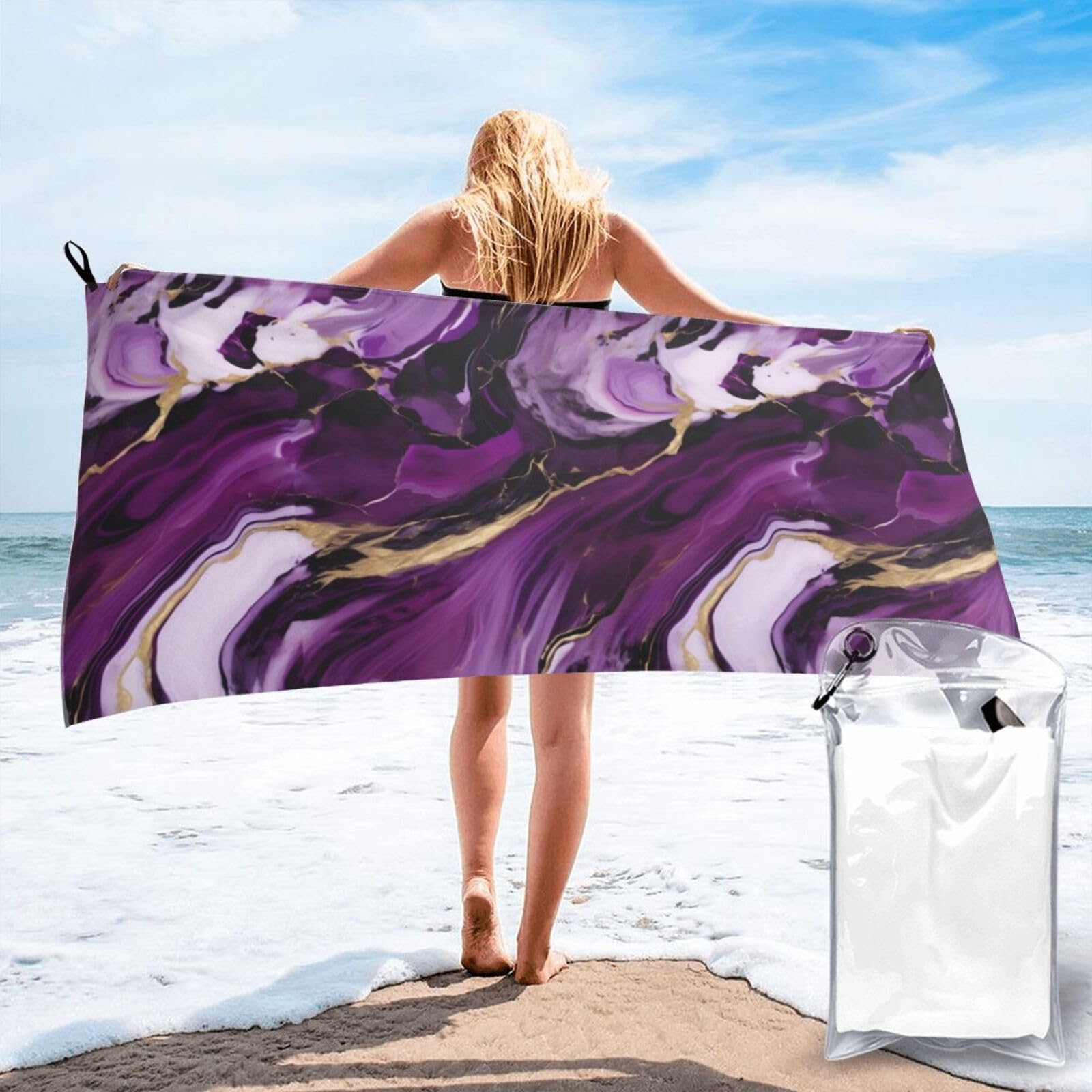 Serviette séchage rapide violette légère gym voyage camping