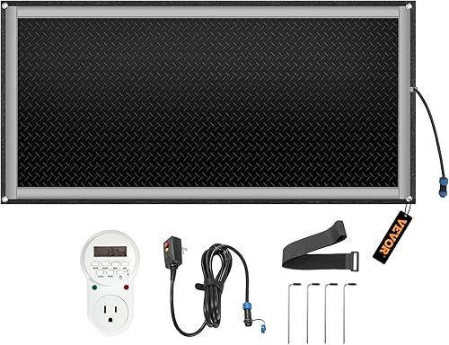VEVOR, 30 x 60 pulgadas, velocidad de fusión de nieve de 3 pulgadash, alfombrillas térmicas para exteriores para pasarela de invierno, goma