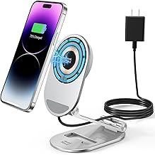 Minthouz Magnetic Wireless Charger Foldable Safe Charger for iPhone 16 15 14 13 12 Pro/Max/Plus, AirPods 3/Pro 2/Pro