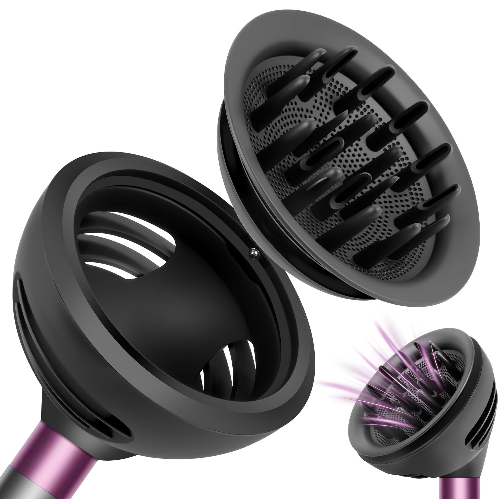 Difusor Pelo Rizado para Dyson Airwrap HS01 HS05 HS08, Difusor Airwrap para Dyson Airwrap, convertible para Dyson Airwrap Styler en Secador de Pelo, para Pelo Rizado U Ondulado, Negro
