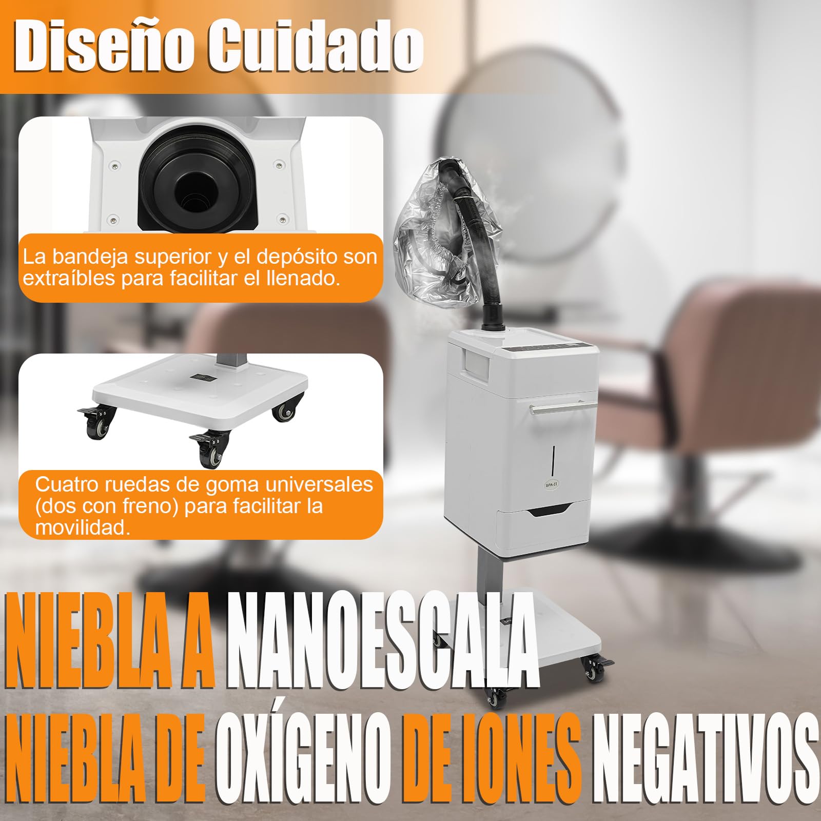 Máquina de coloración multifunción para el cabello - Nano vertical - Máquina de vapor profesional - Nano cabello - Procesador de color iónico - Salón de belleza